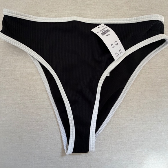 Curvy High-Leg High-Waist Ribbed Cheeky Bikini Bottom - Picture 1 of 1